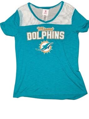 NFL Teen Girls Miami Dolphins V-neck Soft Mesh Jersey T-shirt XL 15/17